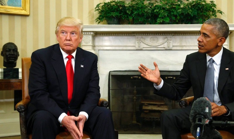 Д. Трамп и Б. Обама в Белом Доме.