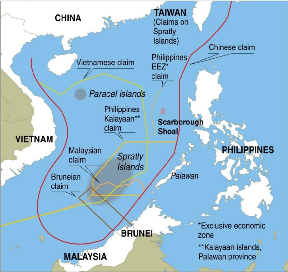 Южно-китайское море на карте
