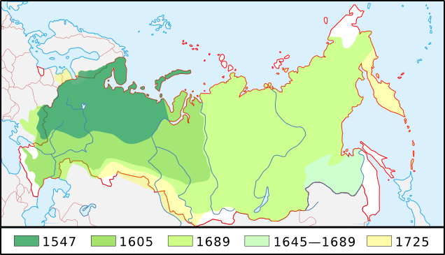 Расширение России с 1547 по 1725 год 